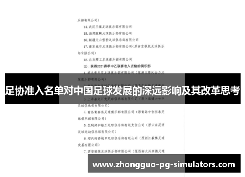 足协准入名单对中国足球发展的深远影响及其改革思考